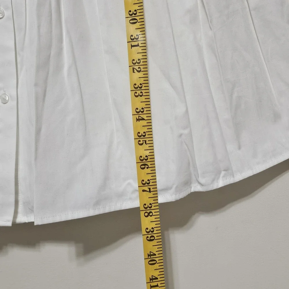 Vince Camuto Women Shirt Dress Size 12 Fit Large New White Elastic Waist Button - Picture 6 of 15